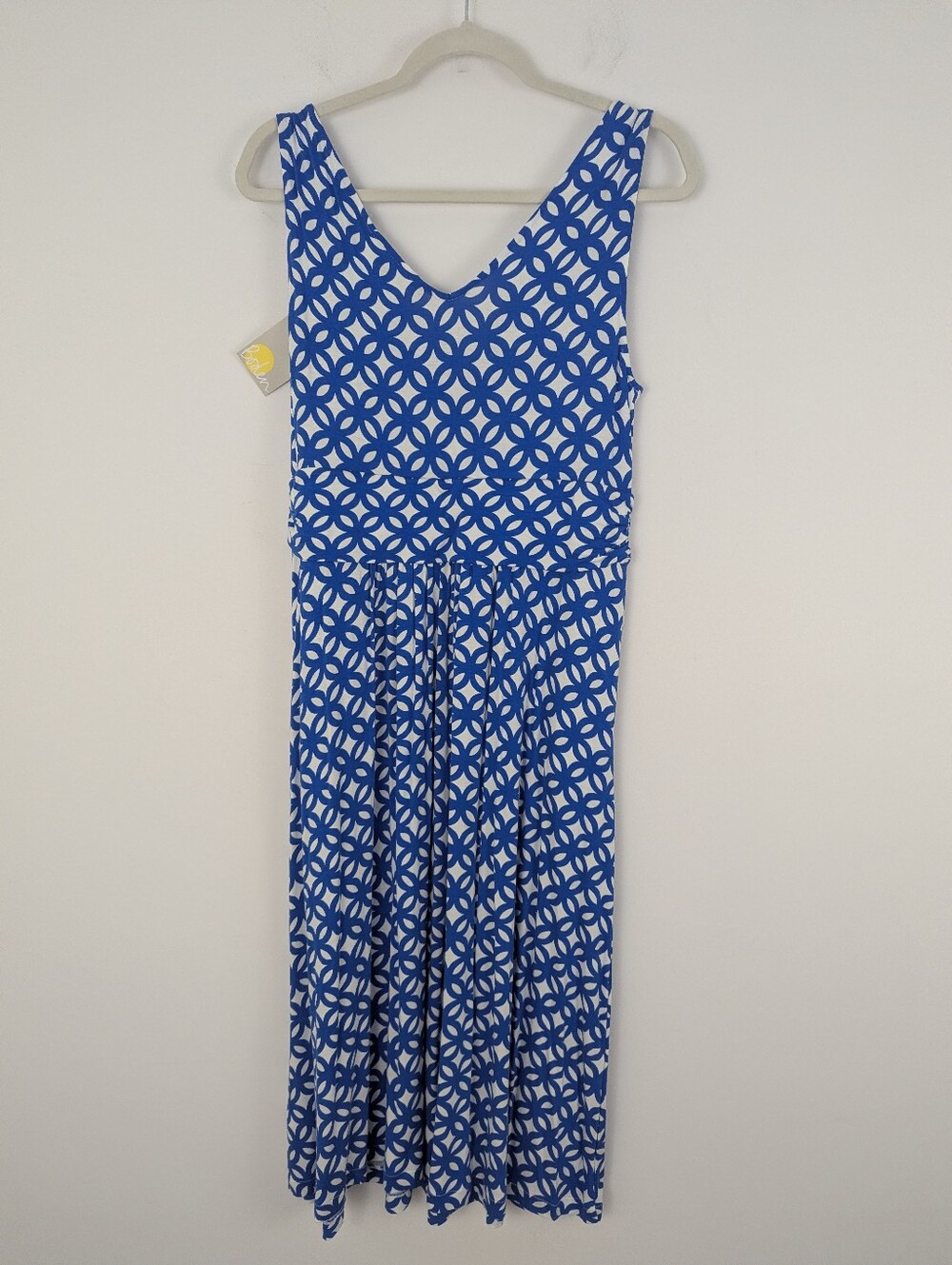 NWT Boden Effie Blue & White V Neck Stretch Jersey Faux Wrap Midi Dress Size 12R - Picture 5 of 9